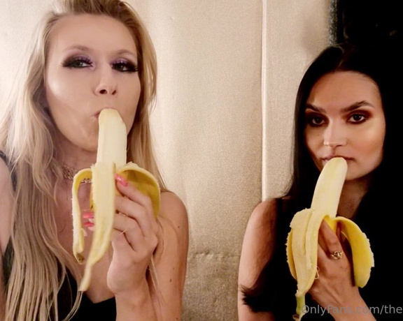 Michelle moist aka Themichellemoist OnlyFans - Eating Bananas with jessy katt Sucking on them like cocks