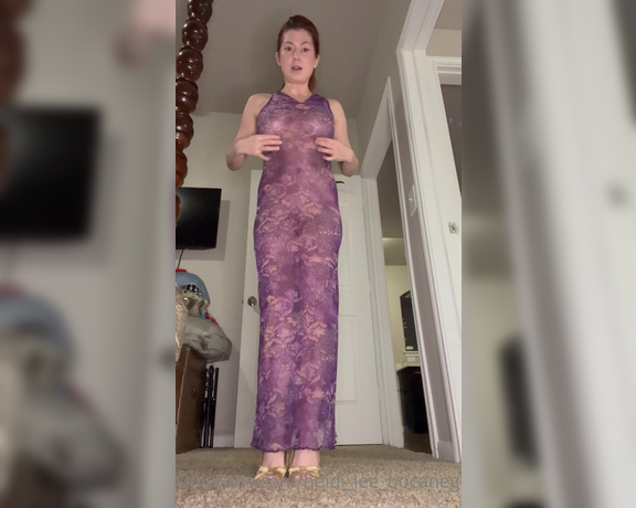 Heidi Lee Bocanegra aka Heidi_lee_bocanegra OnlyFans - 121322—Sheer Dress and Heels Purple vintage dress from the nineties with two different pairs of