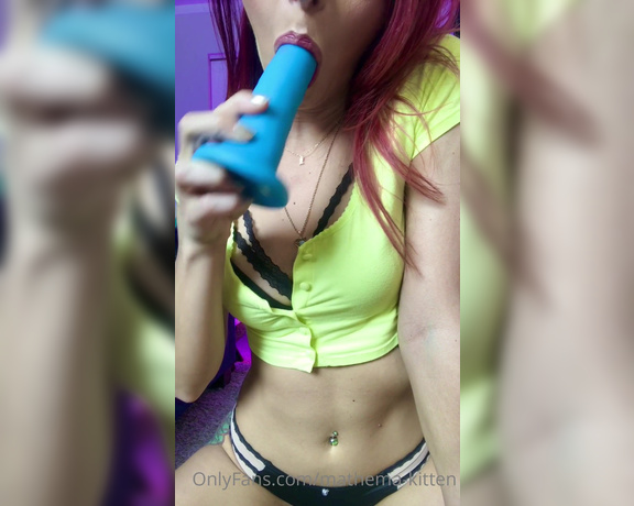 MathemaKitten aka Mathemakitten OnlyFans - (23846968) Pink lipstick dildo blowjob with deepthroat and gagging