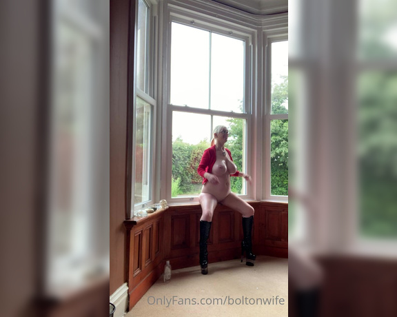 BoltOnWife aka Boltonwife OnlyFans - Exhibitionist fun in front of the window as cars & people pass But do they see