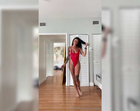 Molly Dixx aka Mollydixx OnlyFans - Red one piece is a new fav Took some videos in it before heading to the beach for the evening