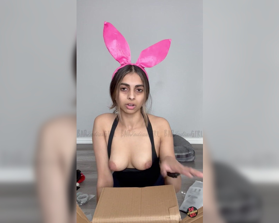 Rani Kaur OnlyFans aka Badindiangirl OnlyFans - Unboxing my new Halloween outfits, fishnets, and socks with funky prints! WHILE MY BOOBS ARE OUT