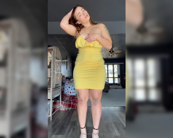 Queen_D aka Queen_egirl27 OnlyFans - Here’s my video to the pics in my sexy yellow dress I stripped out of it and showed off my cutie