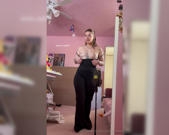 Queen_D aka Queen_egirl27 OnlyFans - Here’s a little strip tease in the mirror excuse all the stuff in the back ground