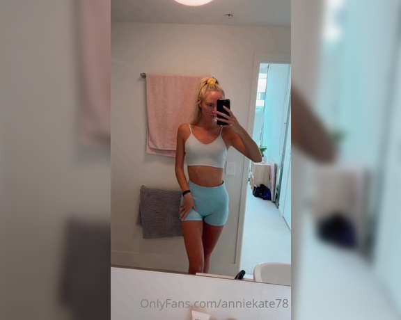 Annie Kate aka Anniekate78 OnlyFans - Watch me take off my tiny blue workout booty shorts and sports bra and get completely naked for yo 3