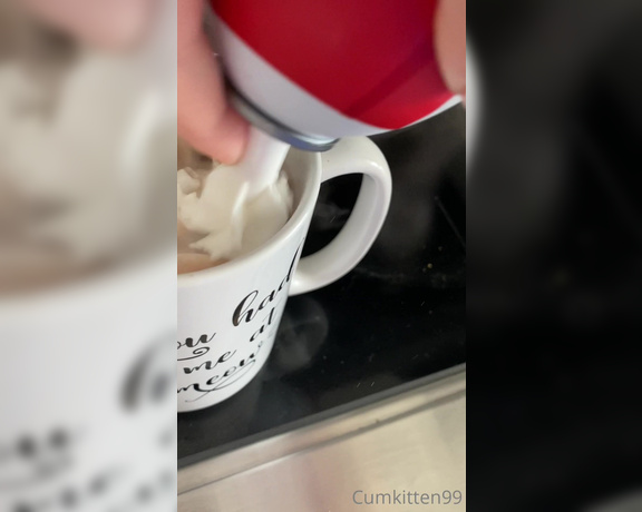 Cumkitten99 aka Kattinthehat OnlyFans - Starting out my Kattmas morning with some hot chocolate with whipped cream and cinnamon update n 3