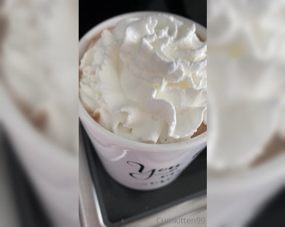 Cumkitten99 aka Kattinthehat OnlyFans - Starting out my Kattmas morning with some hot chocolate with whipped cream and cinnamon update n 3