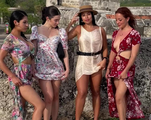 Soifiee  NaughtyGirl aka Soifiee OnlyFans - 4 beautiful girls, raising the skirt of her dress, without wearing anything else underneath