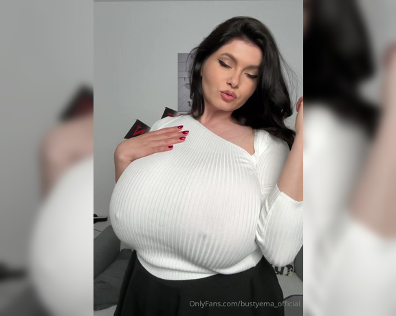 BustyEma_Official aka Bustyema_official OnlyFans - You know what rhymes with Thursday TITS just look how full and fat they are so ready to please