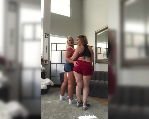 Sara Jay aka Sarajay OnlyFans - A bunch of exclusive BTS for you from my latest lesbian scene with the super thick blonde bom 3