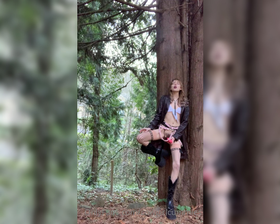 Lana Smalls aka Lanasmallsx OnlyFans - Smoking a cig in the woods while i fuck myself with my new thrusting vibrator imagine going