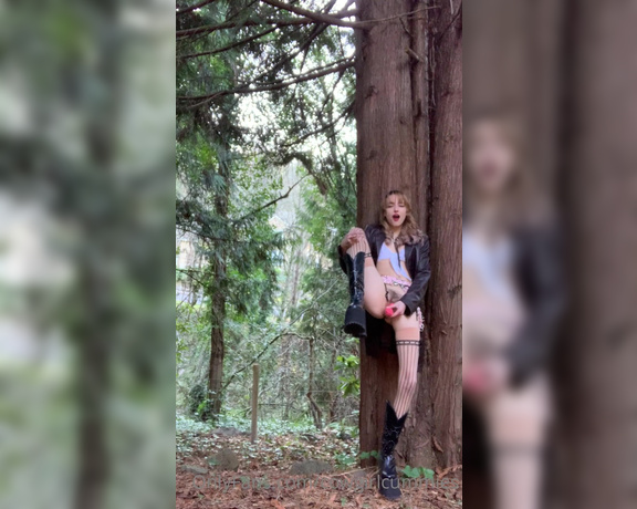 Lana Smalls aka Lanasmallsx OnlyFans - Smoking a cig in the woods while i fuck myself with my new thrusting vibrator imagine going