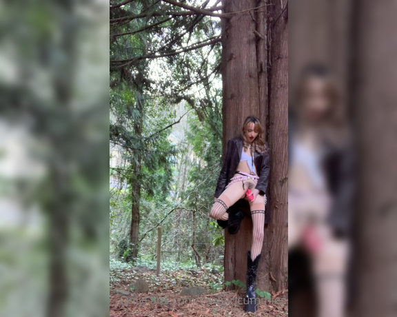 Lana Smalls aka Lanasmallsx OnlyFans - Smoking a cig in the woods while i fuck myself with my new thrusting vibrator imagine going