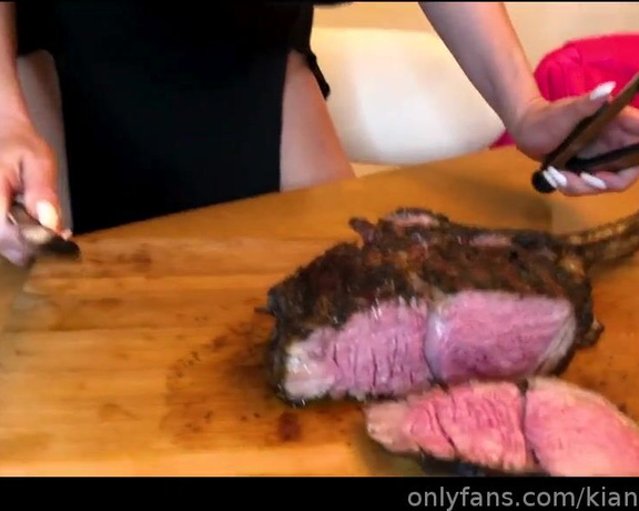 Kianna Dior aka Kiannadior OnlyFans - Video Cooking with Kianna what do you think about this big piece of meat I bbq in my sexy cut out