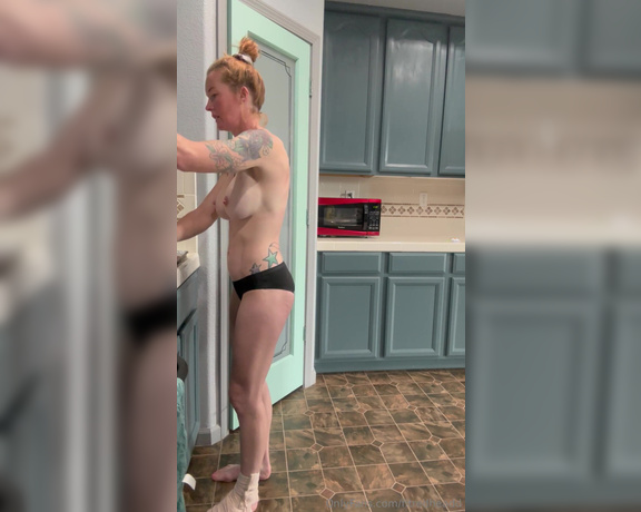 Fitredheadd aka Fitredheadd OnlyFans - Making my morning shake and making some bread Topless of course 1