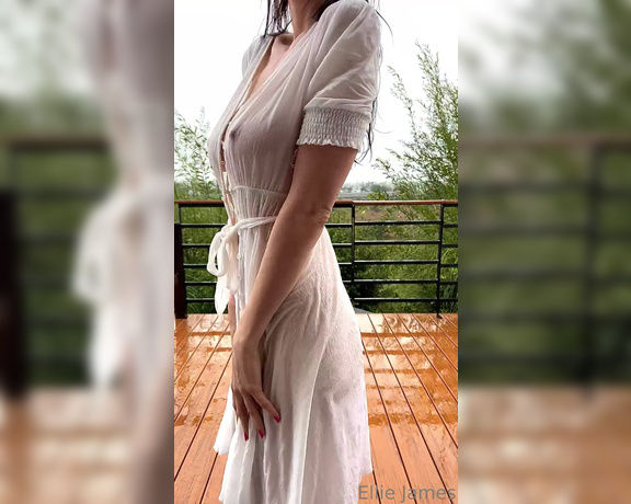 Ellie James aka Elliejames OnlyFans - I made another version playing in the rain in a white dress Do you prefer me in a dress or my white