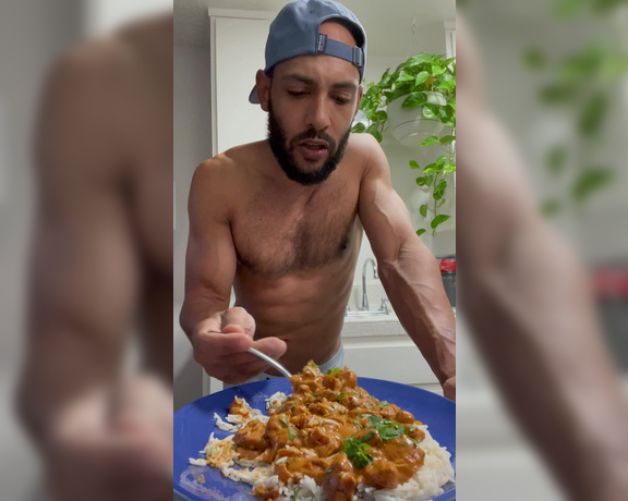 Triplexkale aka triplexkale OnlyFans - Eating dinner and getting naked (randomly) Chicken Tikka Masala