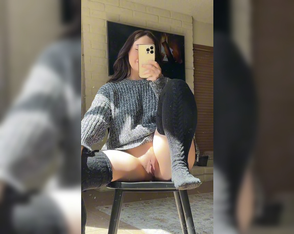 Blair Bini aka blairbini OnlyFans - It may be sweater weather but I’m still not wear panties Press play for pussy spread