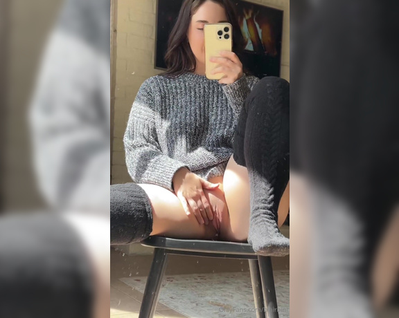 Blair Bini aka blairbini OnlyFans - It may be sweater weather but I’m still not wear panties Press play for pussy spread