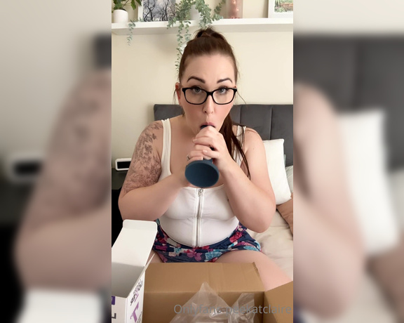 PeekatClaire aka peekatclaire OnlyFans - Unboxing  new colour changing dildo After sucking the tip I’m excited to use this and