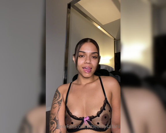 Theonlysafarii aka theonlysafarii OnlyFans - My tongues long huh Imagine wrapped around your balls while I stroke your dick
