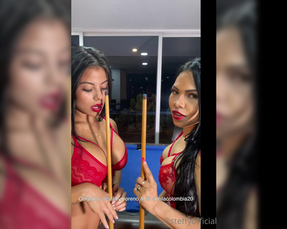 Steffy Moreno aka steffymoreno OnlyFans - I ate @camilacolombia20 s pussy on the pool table you can continue watching 5 min