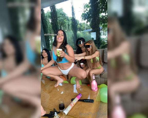 Steffy Moreno aka steffymoreno OnlyFans - A crazy party with my girlfriends having hot challenges that made my pussy dripping wet