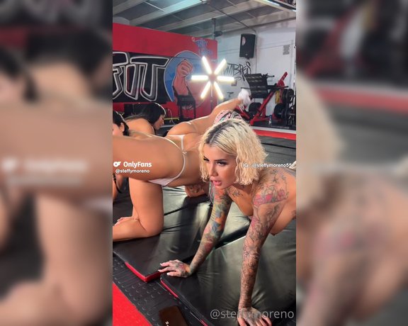 Steffy Moreno aka steffymoreno OnlyFans - Lesbian orgy at the gym Working out in underwear got us so fucking horny that