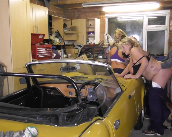 Camilla C aka camilla73 OnlyFans - Mr Creampie is working on his vintage car in the garage, but Camilla, Cheyenne and Mackenzie