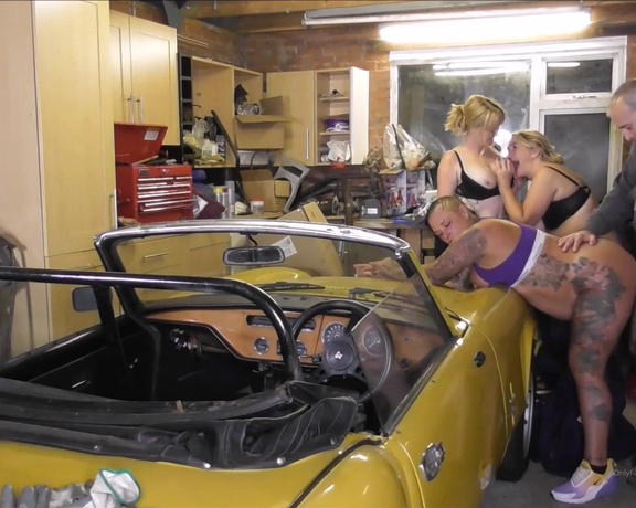 Camilla C aka camilla73 OnlyFans - Mr Creampie is working on his vintage car in the garage, but Camilla, Cheyenne and Mackenzie