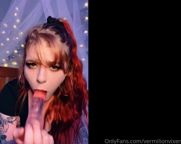 Ms Red aka vermilionvixen OnlyFans - Let me give you a messy bj daddy, let me gag on your cock dildo video