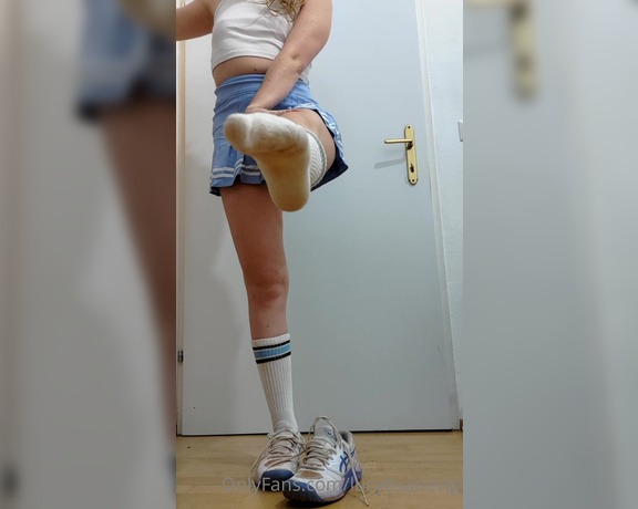 Lucy Tisane aka lucytisanevip OnlyFans Video - After tennis _ I take off my dirty socks and shoes _ with an upskirt view