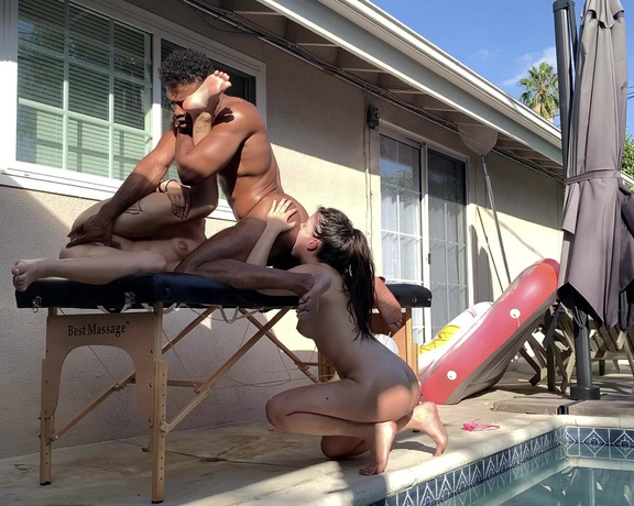 Yourboyfcisco - Nat and Isabel TrEAT me by the pool, Interracial, Threesome, Rimming, Oral Sex, Fingering, ManyVids