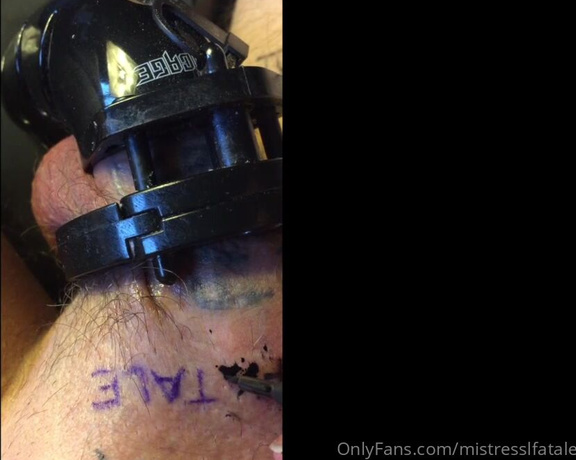 Mistresslfatale - Video  my slave just got a tattoo above his chastity ! My NAME ) Full v RW (10.10.2020)