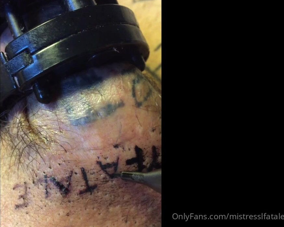 Mistresslfatale - Video  my slave just got a tattoo above his chastity ! My NAME ) Full v RW (10.10.2020)